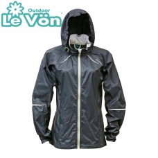 【LeVon】女抗紫外線單層風衣-黑-LV3342