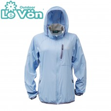 【LeVon】女抗紫外線單層風衣-煙藍-LV3452