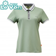 【LeVon】女吸濕排汗抗UV短袖POLO衫-森林綠-LV7425