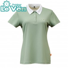 【LeVon】女吸濕排汗抗UV短袖POLO衫-森林綠-LV7426