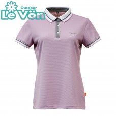 【LeVon】女吸濕排汗抗UV短袖POLO衫-芋紫-LV7427