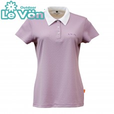 【LeVon】女吸濕排汗抗UV短袖POLO衫-芋紫-LV7428