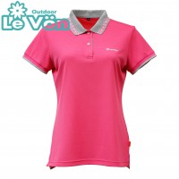 【LeVon】女吸濕排汗抗UV短袖POLO衫-玫瑰紅-LV7432