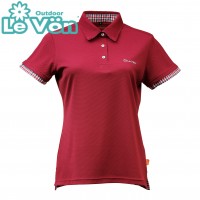 【LeVon】女吸濕排汗抗UV短袖POLO衫-棗紅-LV7433