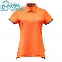 【LeVon】女吸濕排汗抗UV短袖POLO衫-桔-LV7435