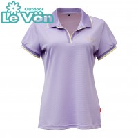 【LeVon】女吸濕排汗抗UV短袖POLO衫-薰衣紫-LV7437