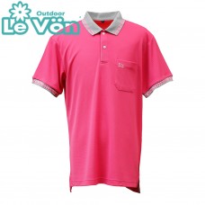 【LeVon】男吸濕排汗抗UV短袖POLO衫-玫瑰紅-LV7443