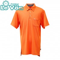 【LeVon】男吸濕排汗抗UV短袖POLO衫-桔-LV7448