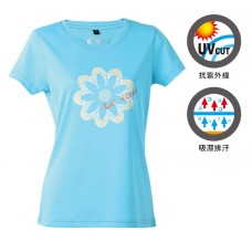 【LeVon】MIT女吸濕排汗抗UV短袖圓領衫- 水藍LV6205