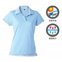 【LeVon】女吸濕排汗抗UV短袖涼感POLO衫-天藍LV7267