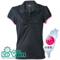 【LeVon】女吸濕排汗抗UV短袖POLO衫-黑色-LV7269