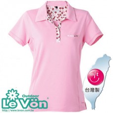 【LeVon】女吸濕排汗抗UV短袖POLO衫-櫻花粉-LV7275