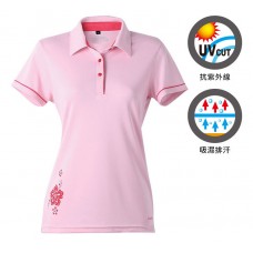 【LeVon】女吸濕排汗抗UV短袖涼感POLO衫-嫩粉紅LV7279