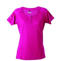 【LeVon】女吸濕排汗抗UV短袖圓領衫-梅紫紅LV7281