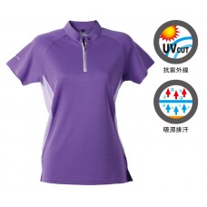 【LeVon】女吸濕排汗抗UV短袖涼感POLO衫-蘭紫LV7282