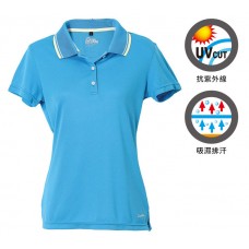 【LeVon】女吸濕排汗抗UV短袖POLO衫-深天藍 LV7291