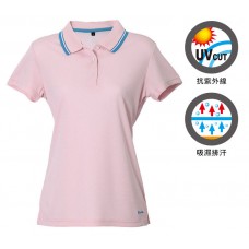【LeVon】女吸濕排汗抗UV短袖POLO衫-淺粉紅 LV7292