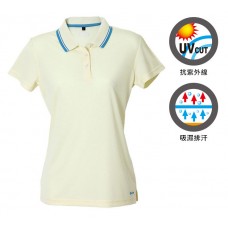 【LeVon】女吸濕排汗抗UV短袖POLO衫-奶油黃 LV7293