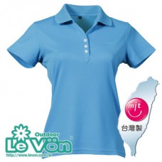 【LeVon】女吸濕排汗抗UV短袖POLO衫-藍綠-LV7317 
