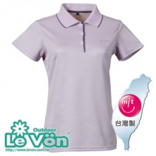【LeVon】女吸濕排汗抗UV短袖POLO衫-淺紫/紫-LV7321