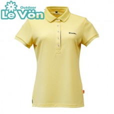 【LeVon】女吸濕排汗UV短袖POLO衫-奶油黃-LV7429